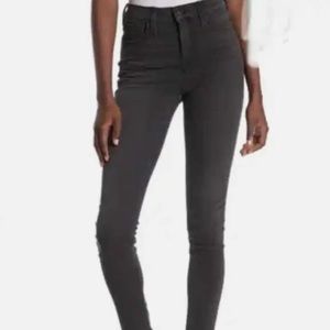 Madewell 9" Mid Rise Skinny Jeans Frayed Hem Washed Black 27